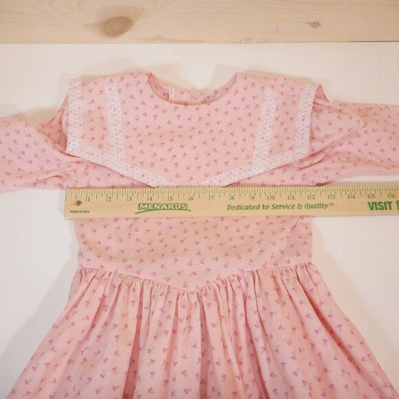 Vintage Handmade Dress Girls Size 5 (approx) Sailor Bib Collar Pink Pansy Floral - Picture 4 of 9